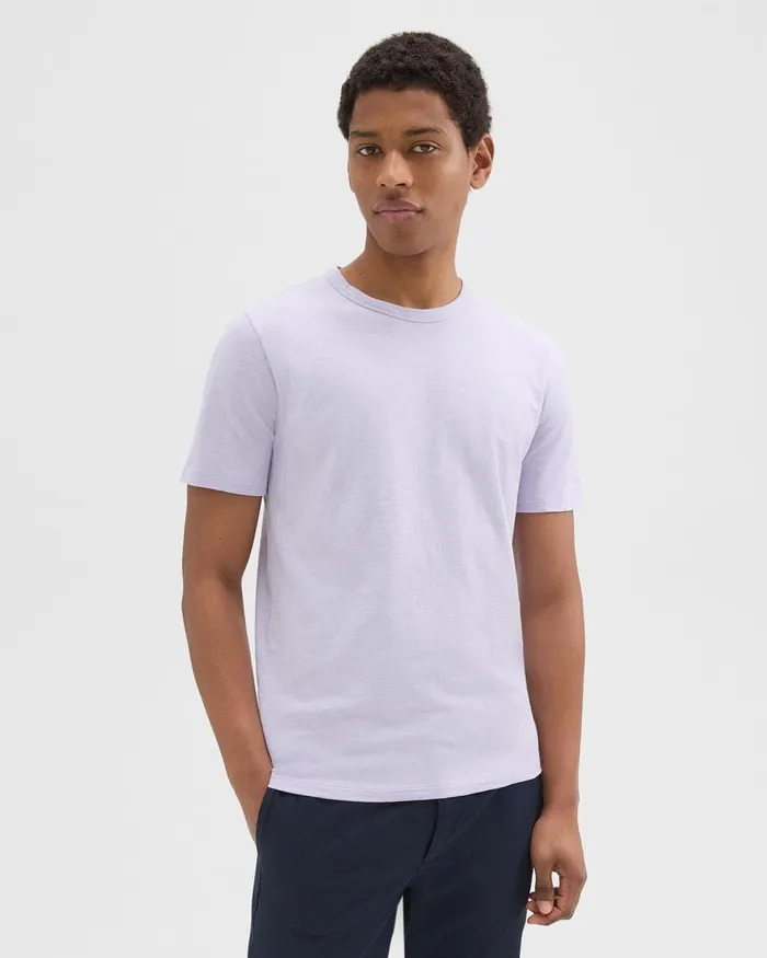 Men Theory TShirts Polos Essential Tee In Cosmos Slub Cotton Soft Iris