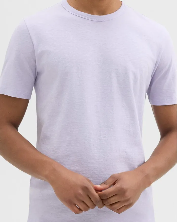 Men Theory TShirts Polos Essential Tee In Cosmos Slub Cotton Soft Iris