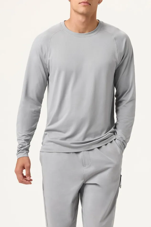 Men Tops and TShirts Fila Lucky Ace Seamless Long Sleeve Top 050 Ultimate Gray