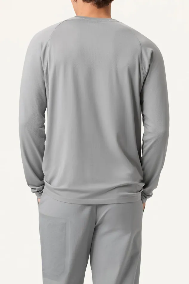 Men Tops and TShirts Fila Lucky Ace Seamless Long Sleeve Top 050 Ultimate Gray