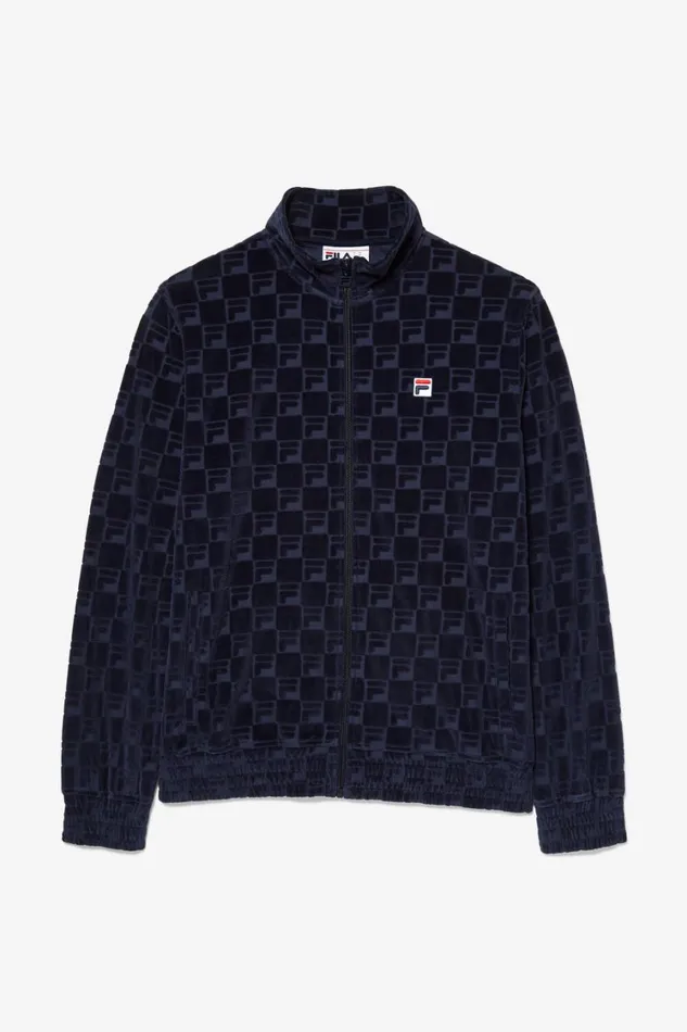 Men Velour Sets Fila Jacquard Velour Track Jacket 400 Fila Navy