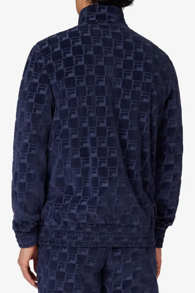 Men Velour Sets Fila Jacquard Velour Track Jacket 400 Fila Navy