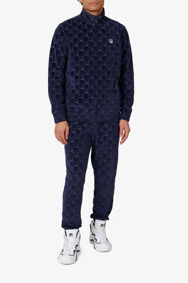 Men Velour Sets Fila Jacquard Velour Track Jacket 400 Fila Navy