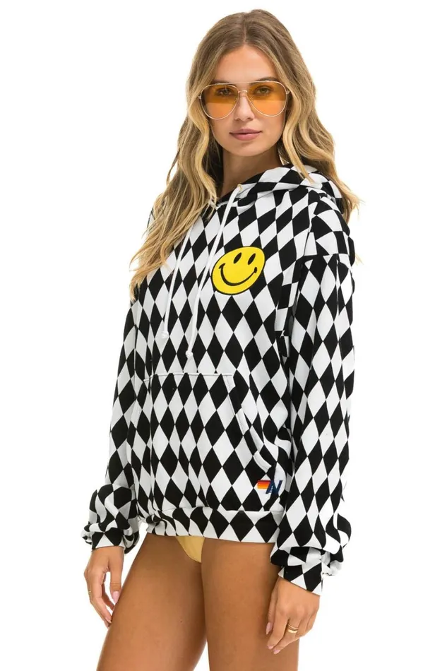 MenWomen Tops Aviator Nation DIAMOND SMILEY 2 EMBRIODERY RELAXED PULLOVER HOODIE 8211 WHITE BLACK MenWomen Tops Aviator Nation DIAMOND SMILEY 2 EMBRIODERY RELAXED PULLOVER HOODIE 8211 WHITE BLACK