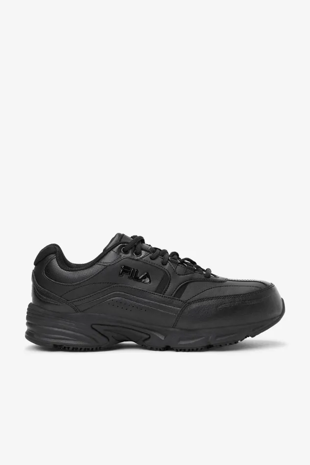 Men Work Shoes Fila Memory Workshift 2 Slip Resistant Composite Toe Shoe 001 Black Black Black