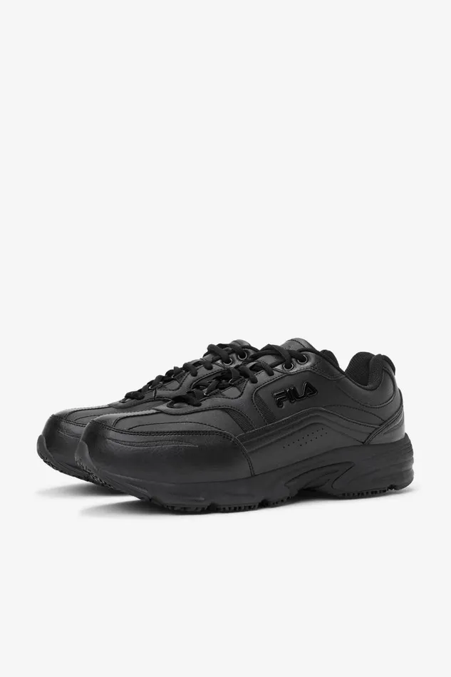 Men Work Shoes Fila Memory Workshift 2 Slip Resistant Composite Toe Shoe 001 Black Black Black