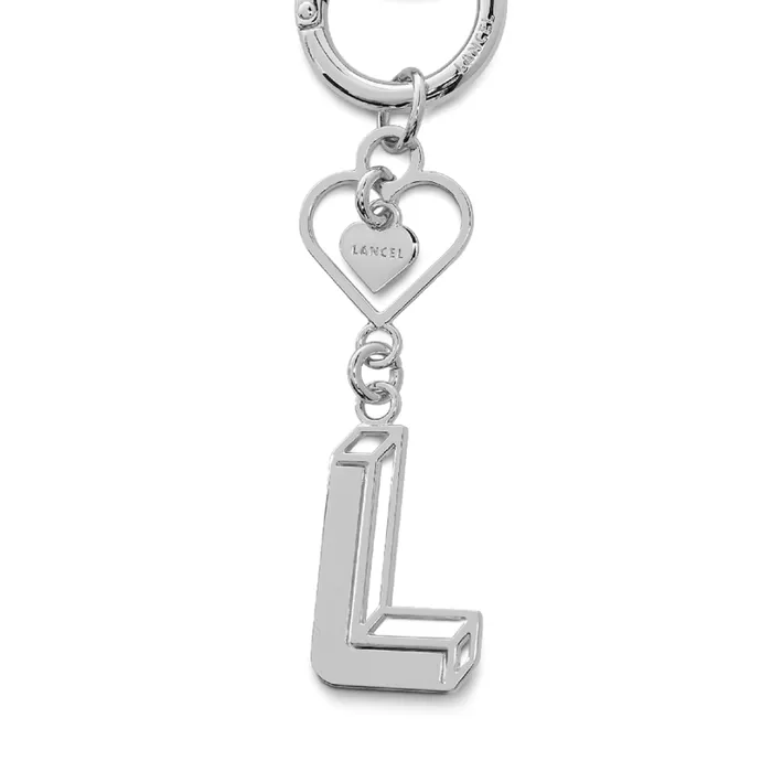 Metal Logo Heart Key Ring Silver Color Women Lancel Key Ring