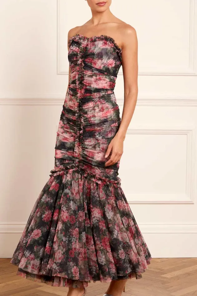 Midnight Dance Strapless Ankle Gown Black Women Needle and Thread Dresses