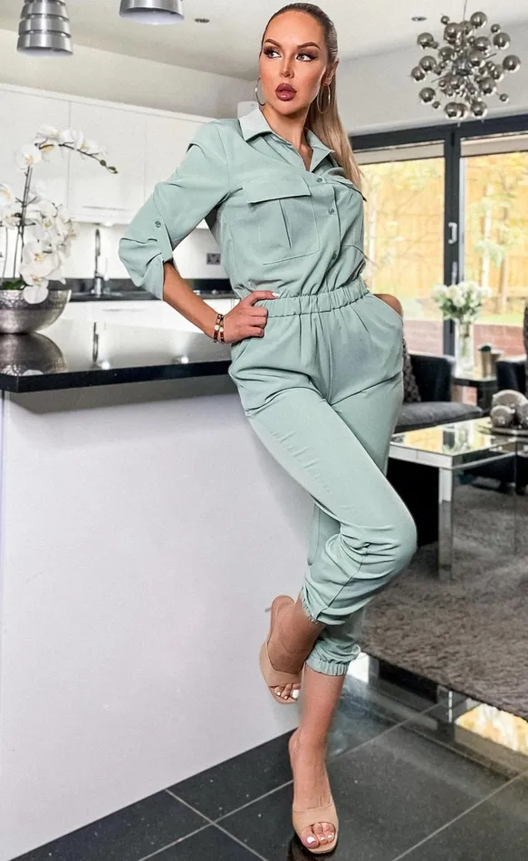Mint Logan Utility Style Jumpsuit Women Missfiga Jumpsuits