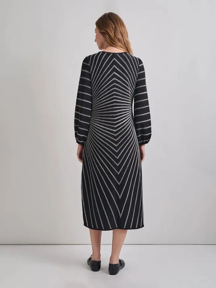Misook ALine Melange Striped Soft Knit Midi Dress Women Dresses