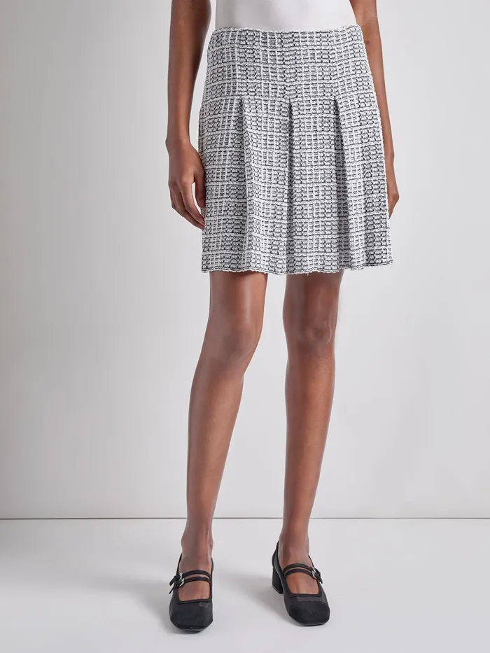 Misook ALine Pleated Tweed Knit Skirt Women Skirts