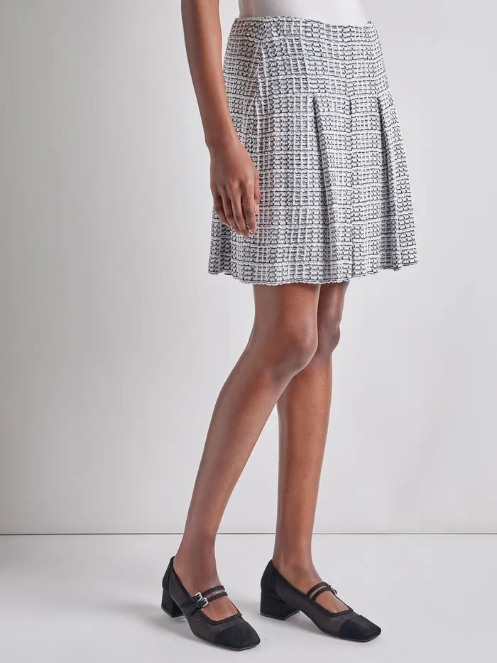 Misook ALine Pleated Tweed Knit Skirt Women Skirts
