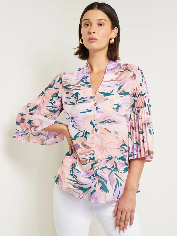 Misook Bell Sleeve Blouse 8211 Pleated Blouse Misook Women Tops and Tees