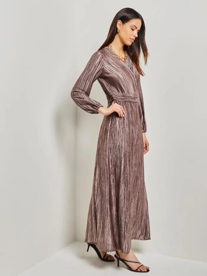 Misook Bishop Sleeve Jacquard Knit Maxi Dress Women Dresses