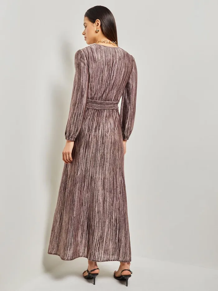 Misook Bishop Sleeve Jacquard Knit Maxi Dress Women Dresses