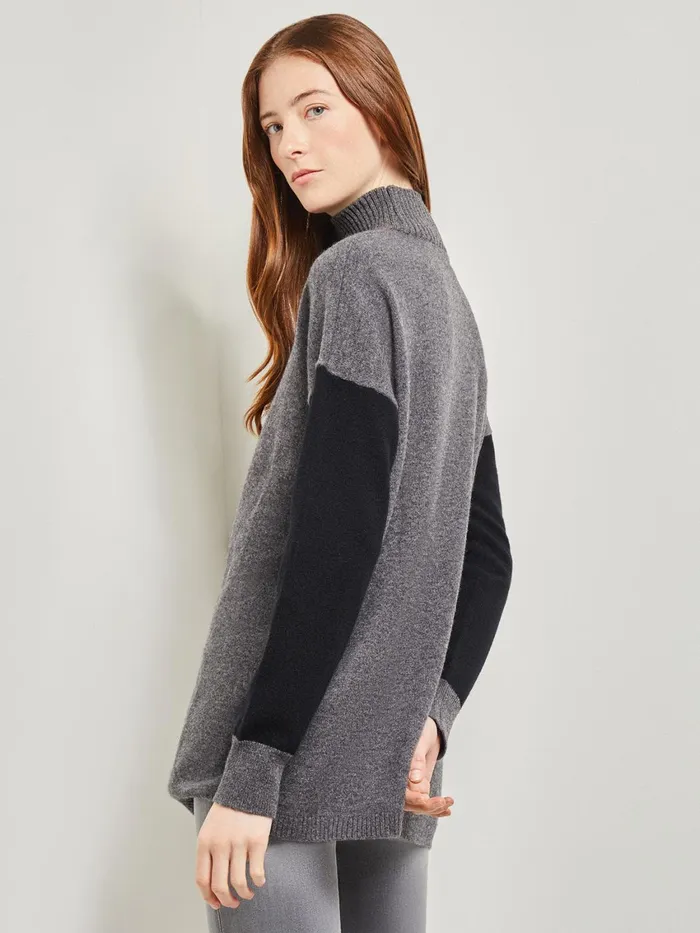 Misook Colorblock Cashmere Turtleneck Tunic Women Tops and Tees