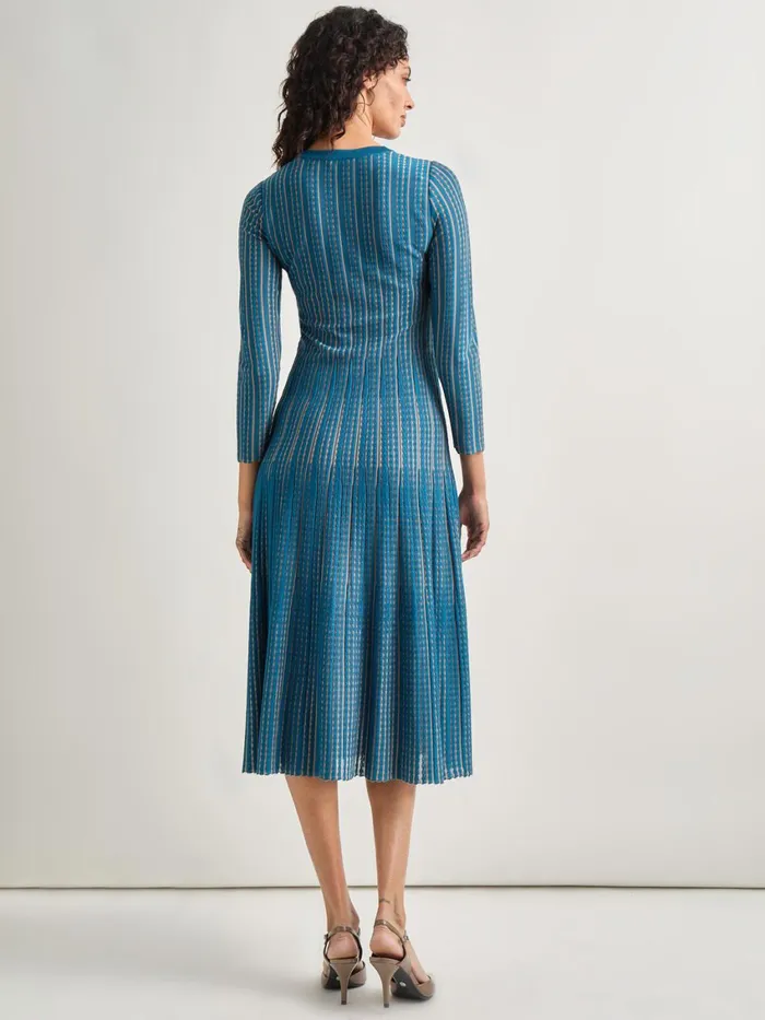 Misook FitandFlare Linear Textured Knit Midi Dress Women Dresses Misook FitandFlare Linear Textured Knit Midi Dress Women Dresses