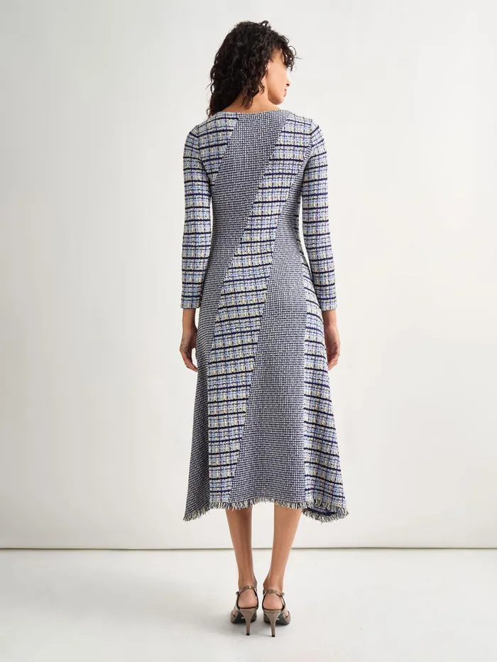 Misook FitandFlare MultiStitch Tweed Maxi Dress Women Dresses