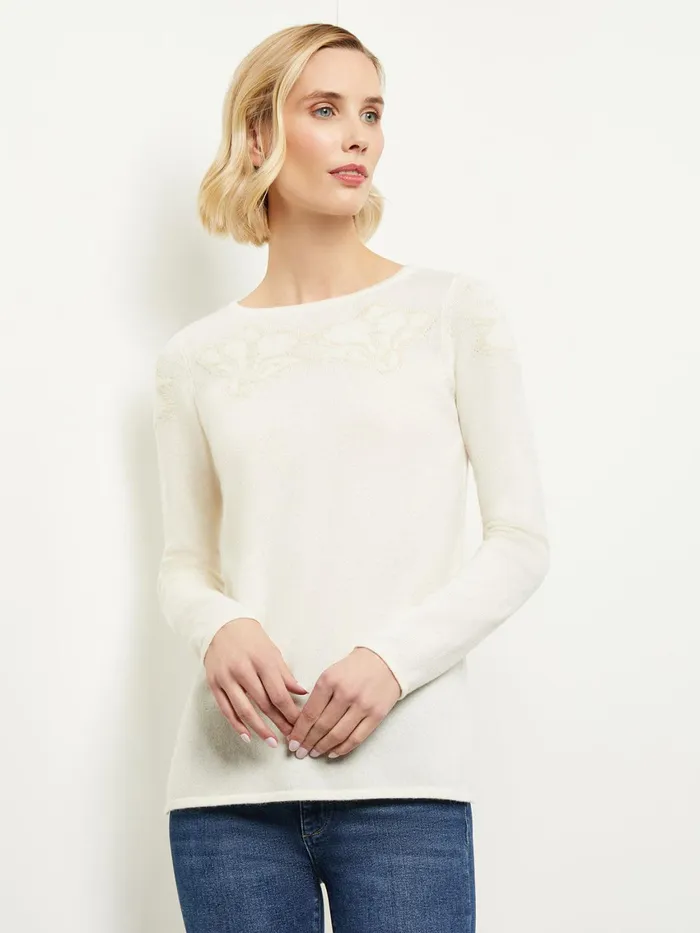 Misook Floral Shimmer Cashmere Tunic Women Tops and Tees