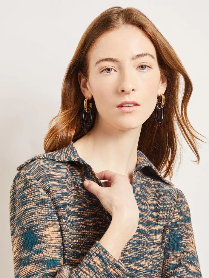 Misook Gold and Black Resin Doorknocker Earrings Women Earrings