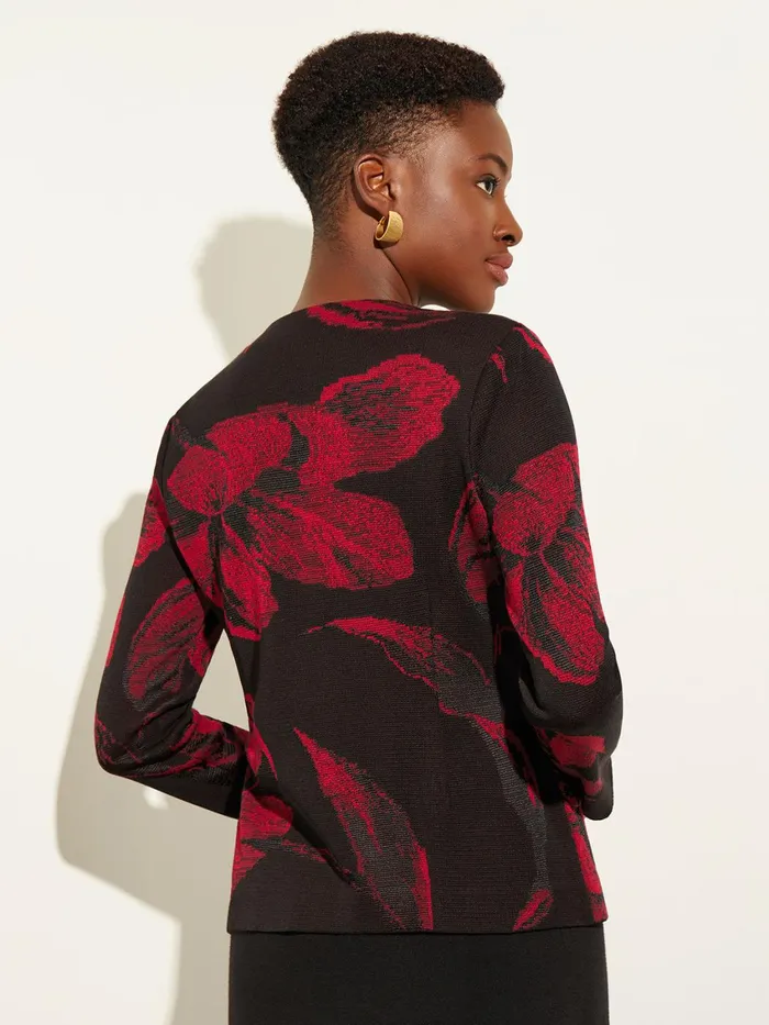 Misook Heritage Fit Floral ButtonFront Knit Jacket Women Jackets and Coats
