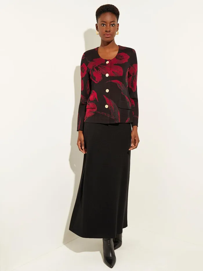 Misook Heritage Fit Floral ButtonFront Knit Jacket Women Jackets and Coats