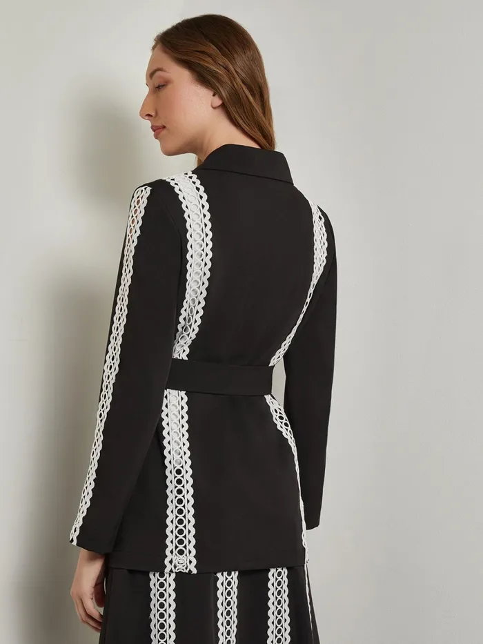 Misook Heritage Fit Jacket 8211 Eyelet Trim Woven Twill Women Jackets and Coats