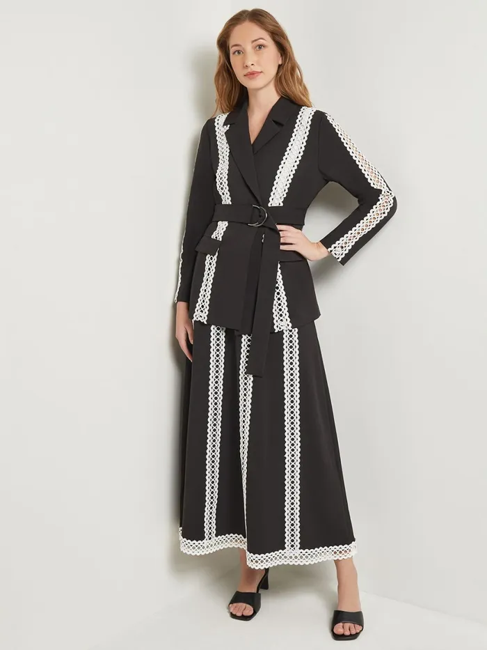 Misook Heritage Fit Jacket 8211 Eyelet Trim Woven Twill Women Jackets and Coats