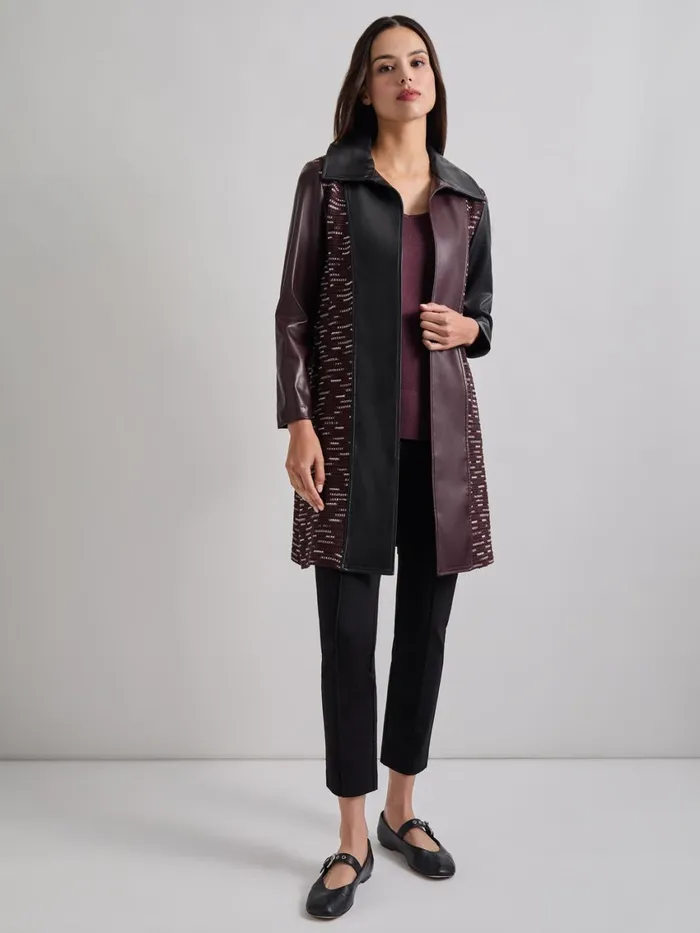 Misook Heritage Fit Mixed Media MultiPanel Topper Women Jackets and Coats