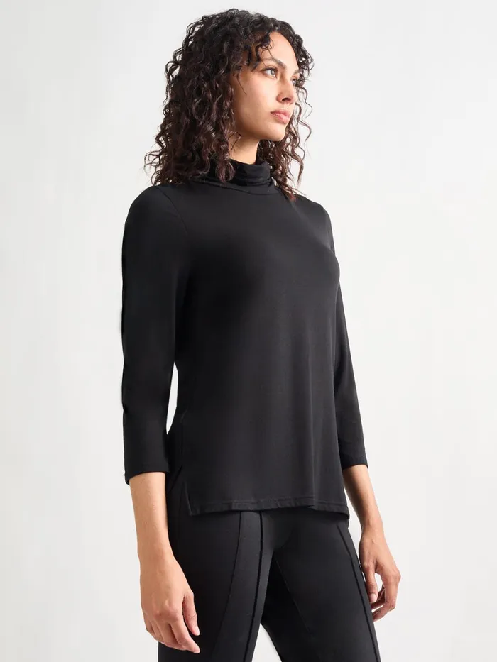 Misook Jersey Turtleneck Top Black Women Blouses and Shirts