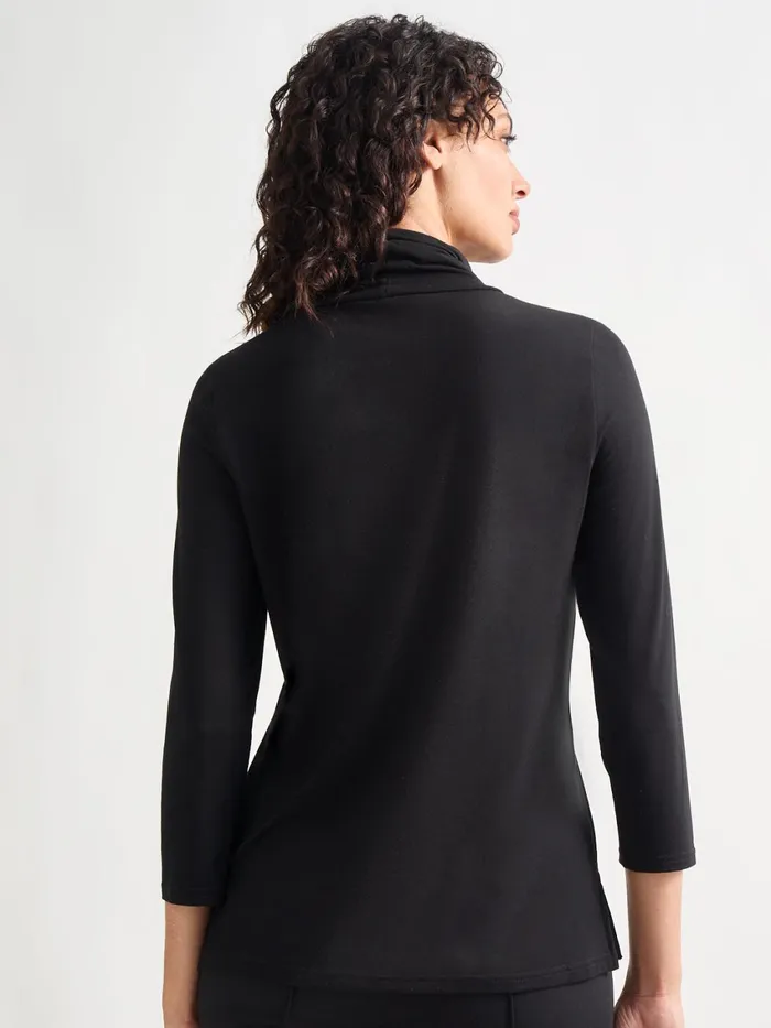 Misook Jersey Turtleneck Top Black Women Blouses and Shirts