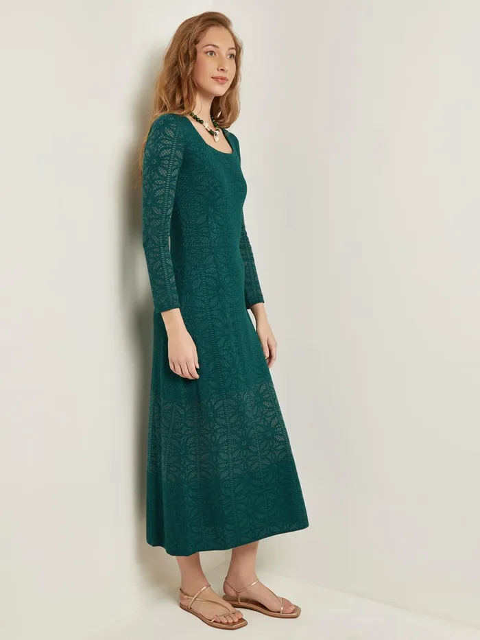 Misook Maxi ALine Dress 8211 Burnout Detail Jacquard Knit Women Dresses Misook Maxi ALine Dress 8211 Burnout Detail Jacquard Knit Women Dresses