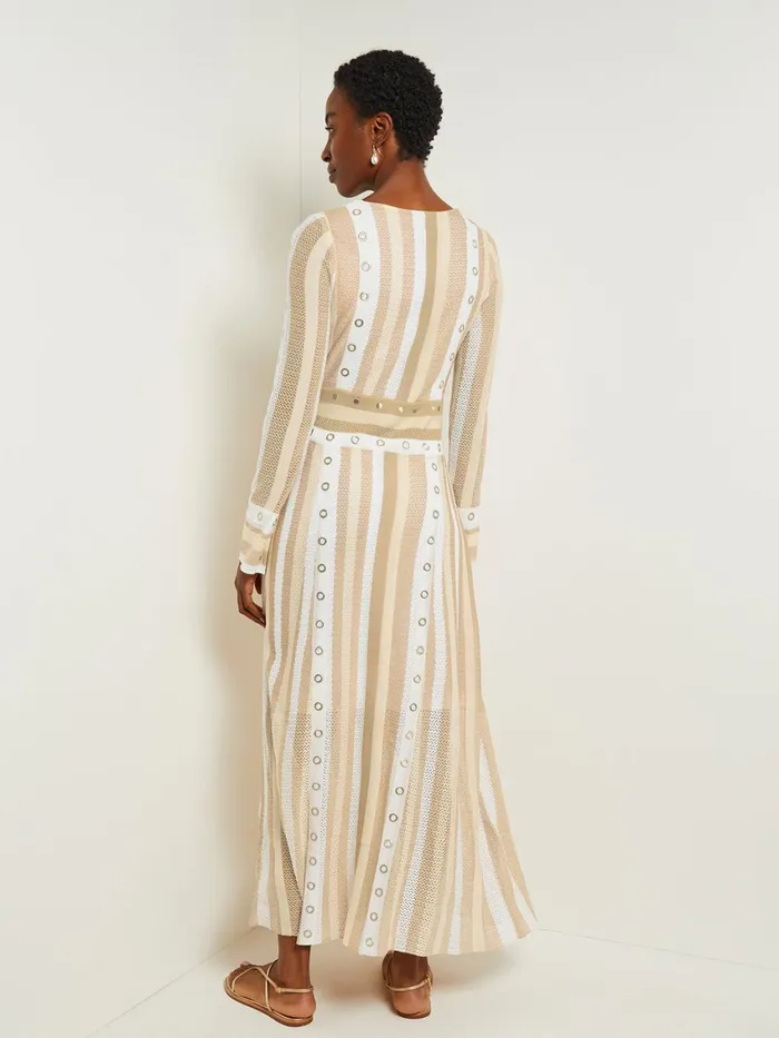 Misook Maxi ALine Dress 8211 MultiStitch Grommet Detail Knit Women Dresses Misook Maxi ALine Dress 8211 MultiStitch Grommet Detail Knit Women Dresses
