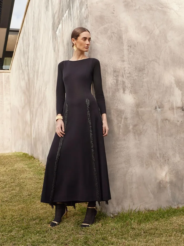 Misook Modern FitandFlare Sequin Princess Seam Knit Maxi Dress Women Dresses Misook Modern FitandFlare Sequin Princess Seam Knit Maxi Dress Women Dresses
