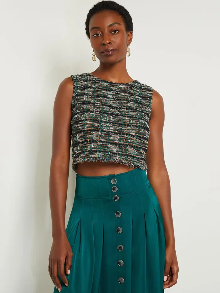Misook Modern Fit Cropped Tweed Knit Tank Women Tanks
