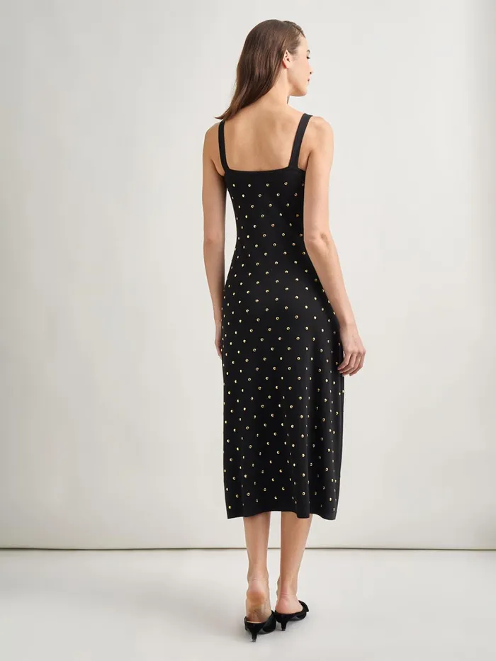 Misook Modern Fit Gold Stud Midi Soft Knit Tank Dress Women Dresses Misook Modern Fit Gold Stud Midi Soft Knit Tank Dress Women Dresses
