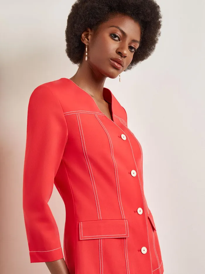 Misook Modern Fit Jacket 8211 Contrast Stitch Woven Women Jackets and Coats
