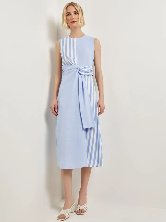 Misook Modern Fit Midi ALine Dress 8211 Split Pattern Cotton Women Dresses