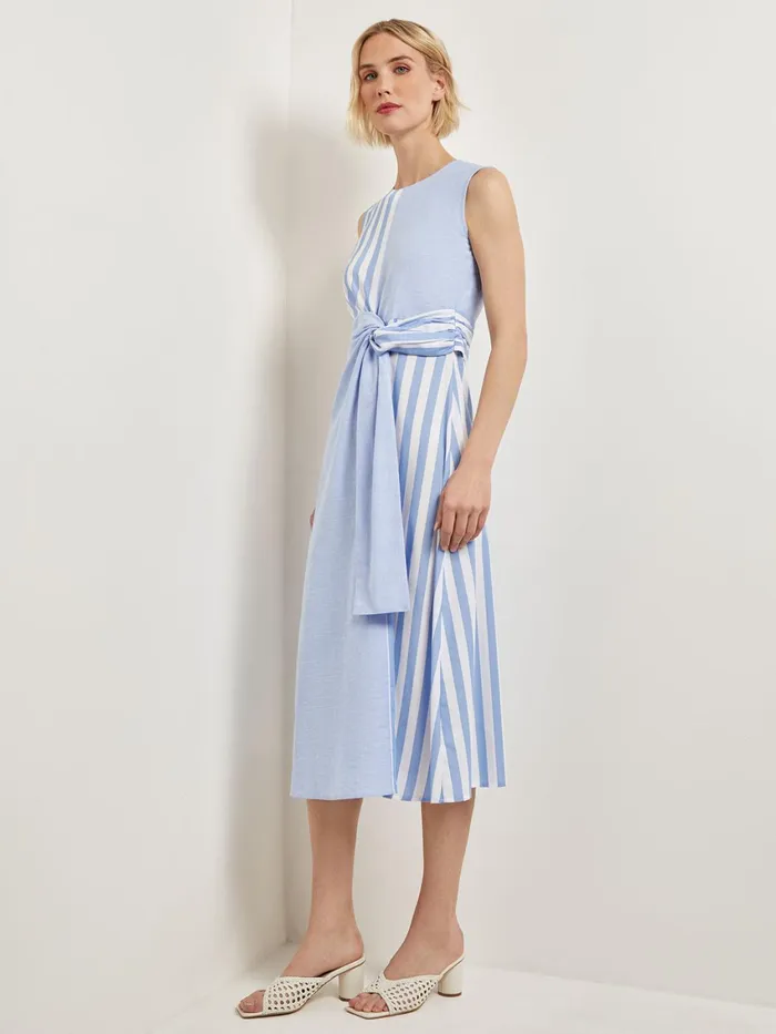 Misook Modern Fit Midi ALine Dress 8211 Split Pattern Cotton Women Dresses