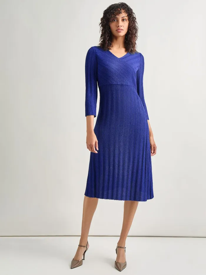 Misook Textural Stripe Knit Midi Dress Women Dresses