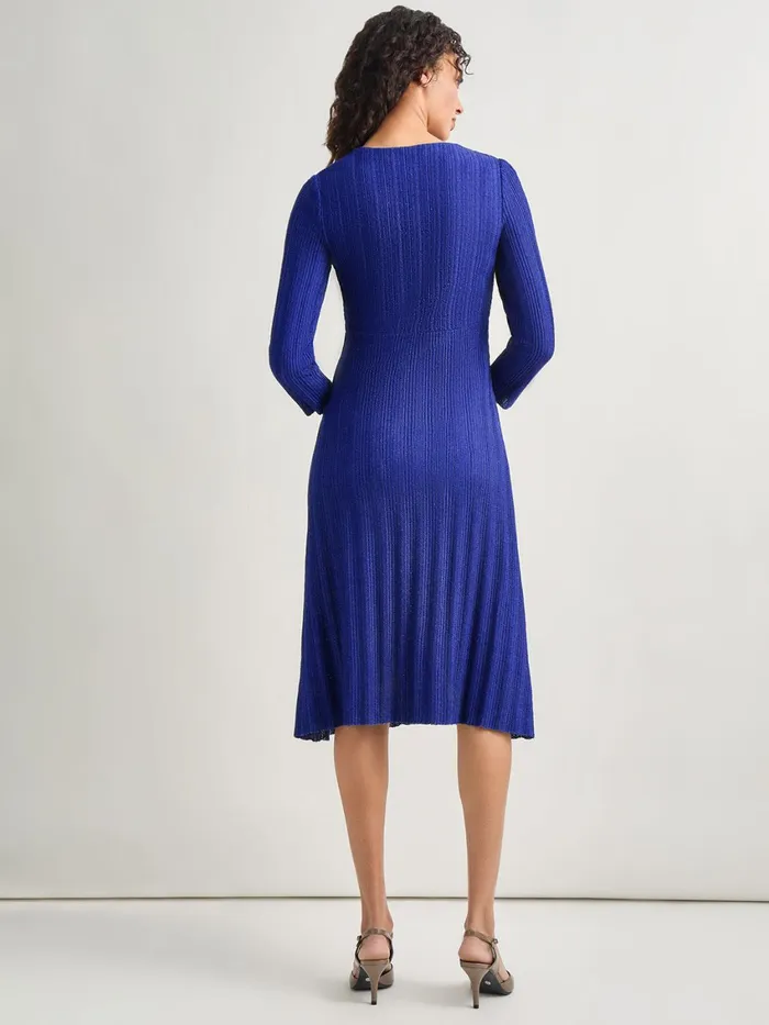 Misook Textural Stripe Knit Midi Dress Women Dresses