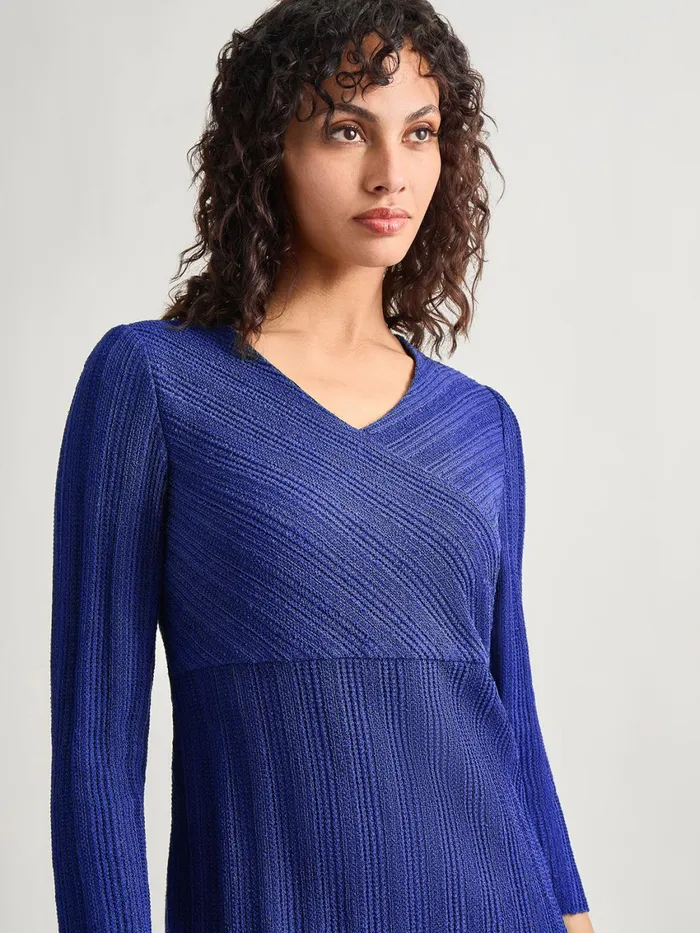 Misook Textural Stripe Knit Midi Dress Women Dresses