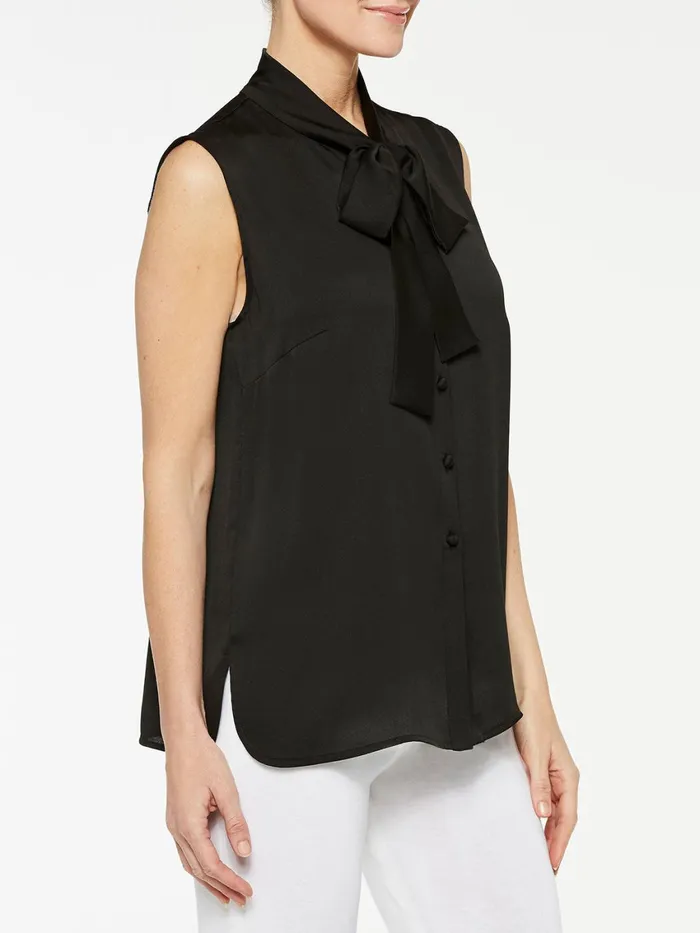 Misook TieNeck Crepe De Chine Blouse Women Blouses and Shirts