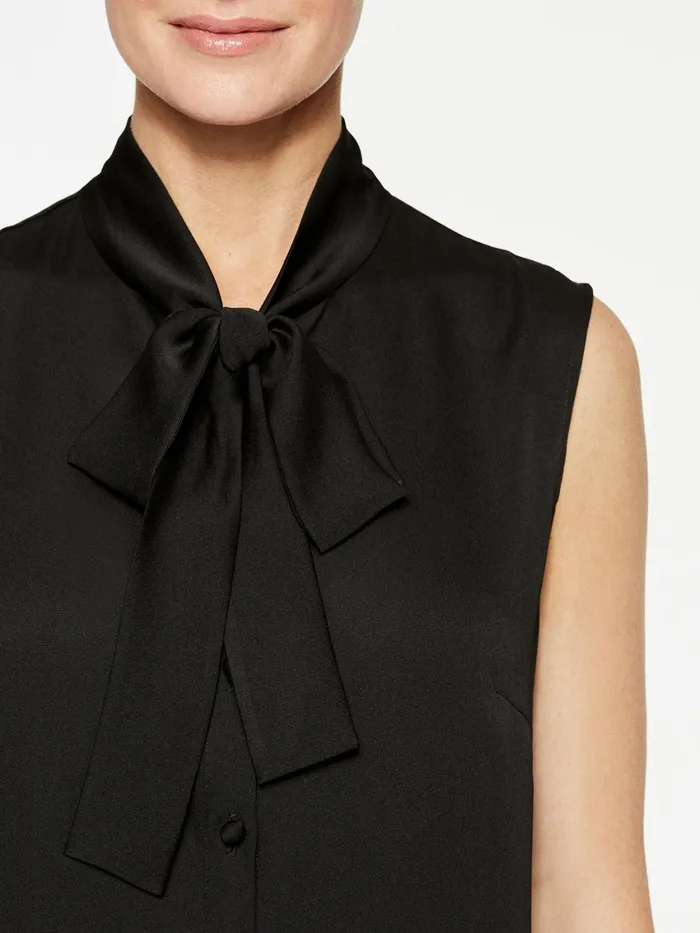 Misook TieNeck Crepe De Chine Blouse Women Blouses and Shirts