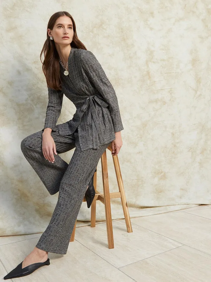 Misook Tweed Wide Leg Knit Pants Women Pants and Shorts