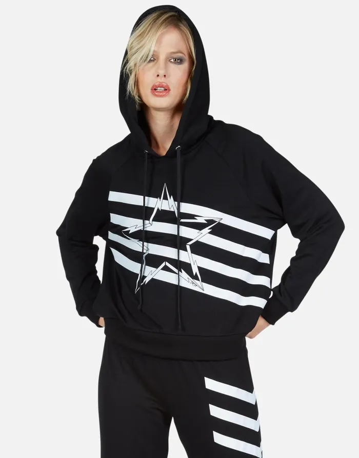 Mynx Lightning Bolt Star Black Women039s Lauren Moshi Hoodies