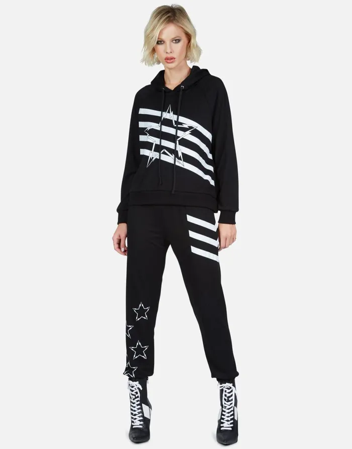 Mynx Lightning Bolt Star Black Women039s Lauren Moshi Hoodies