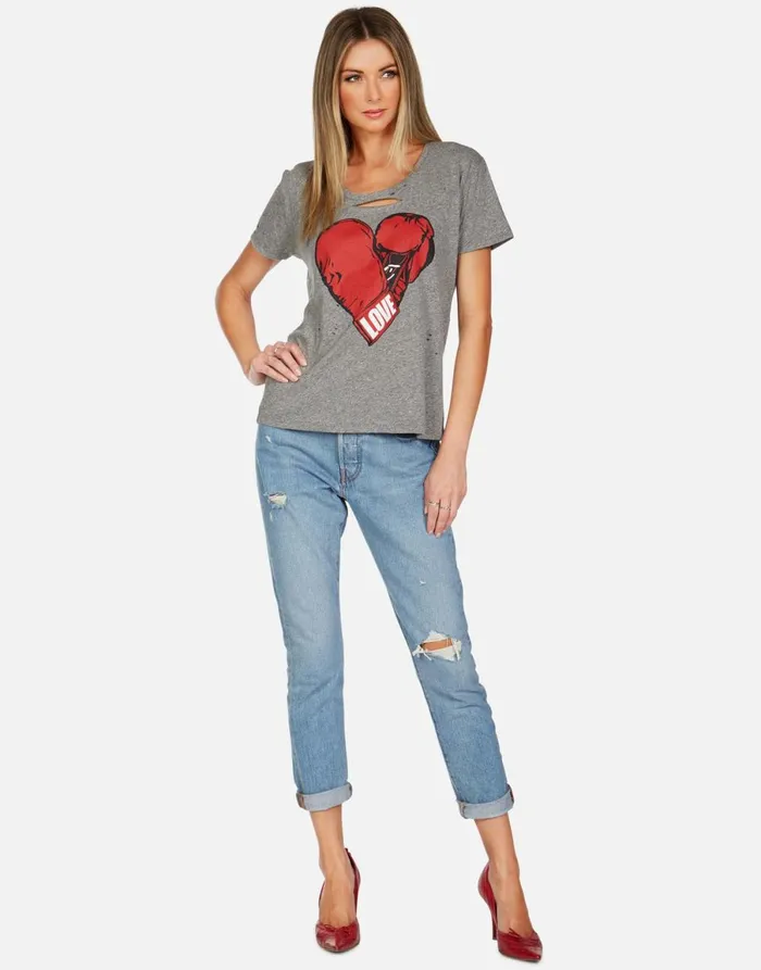 Myra Love Boxing Heather Grey Women039s Lauren Moshi Short Sleeve