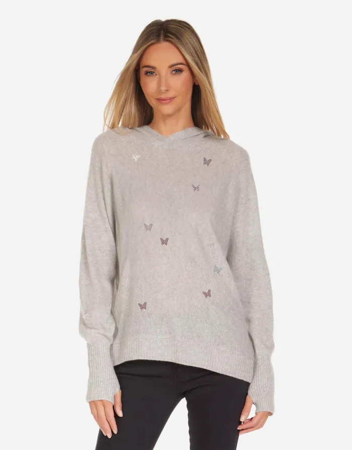 Namiko X Crystal Butterflies Heather Grey Women039s Lauren Moshi Hoodies