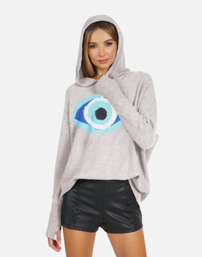 Namiko X Painted Evil Eye Heather Grey Women039s Lauren Moshi Long Sleeve